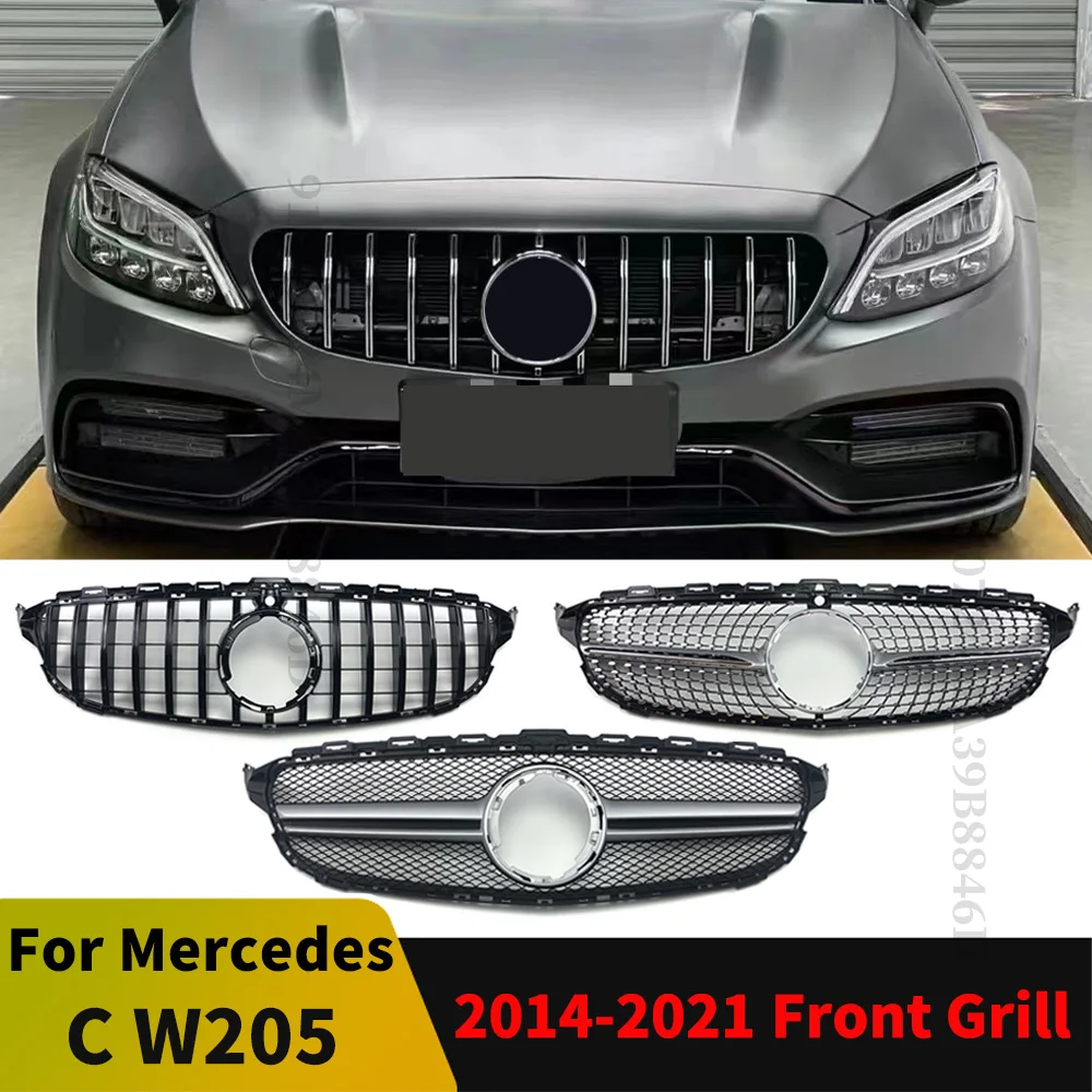 BENZ ベンツ W205 Cクラス 前期 ラジエター フロント グリル ダイアモンド w205 バンパー カメラあり 無し　ダイヤモンド 新品 ◇AMGパナメリカーナグリル◇メルセデス・ベンツW205&frasl;S205&frasl;C205 C