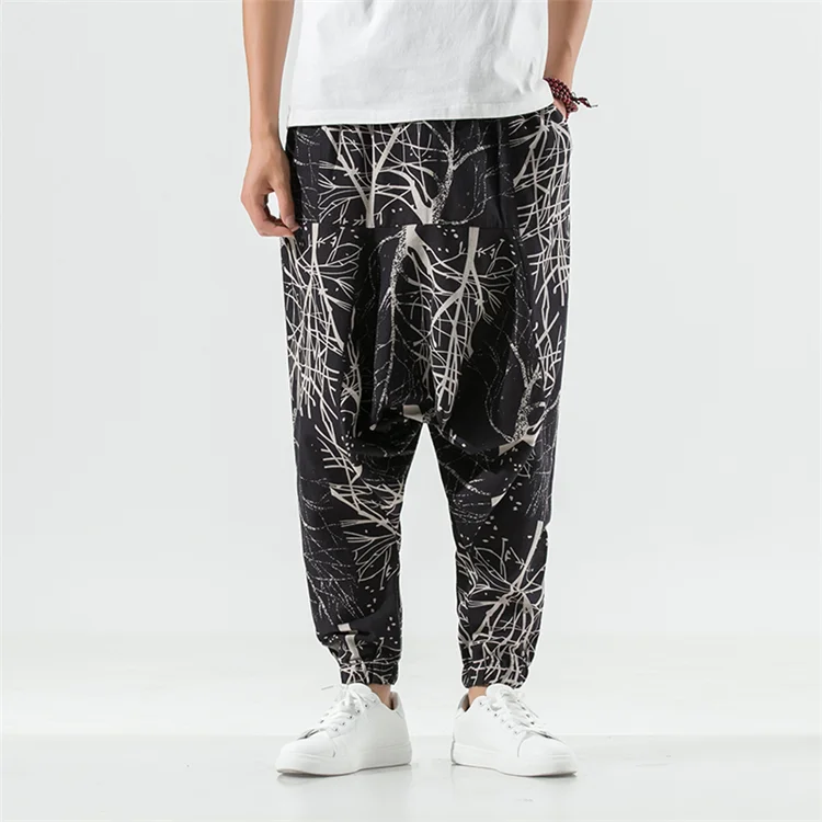 Sommer Nepal Drucke Baumwolle Leinen Jogger Männer Baggy Hippie Boho Gypsy Aladdin Cargo Hosen Yoga Harem Hosen Frauen – Detail 5