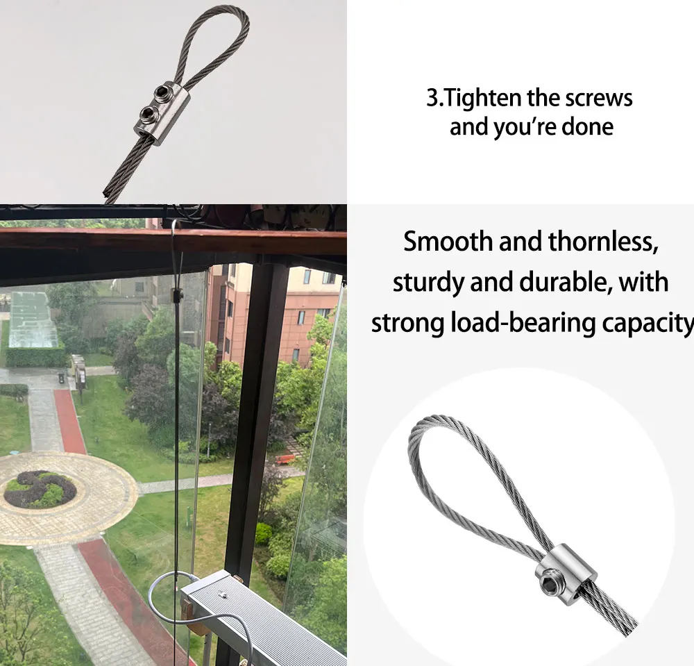 Einstellbare/4mm Edelstahl-Aufhängung Drahtseil Kabels chloss mit Schloss, erweiterbarer Befestigungs satz, Beleuchtungs aufhängung ssatz – Detail 5