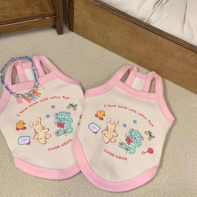 

Anime Bear Pet Clothing Cartoon Rabbit Dog Clothes Vest Small Dogs Sweet Soft Shirt Casual Retro Costume Spring Summer Wholesale