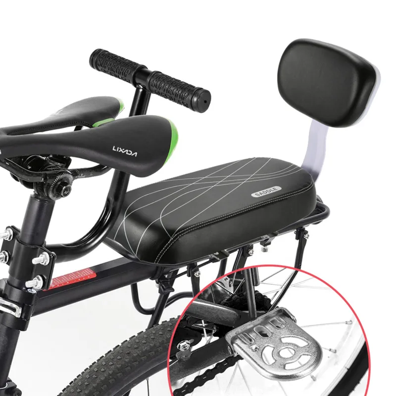 Seggiolino Posteriore per Bicicletta MTB in Pelle PU Morbido Cuscino Sedile per Portapacchi Posteriore per Bambini con Schienale
