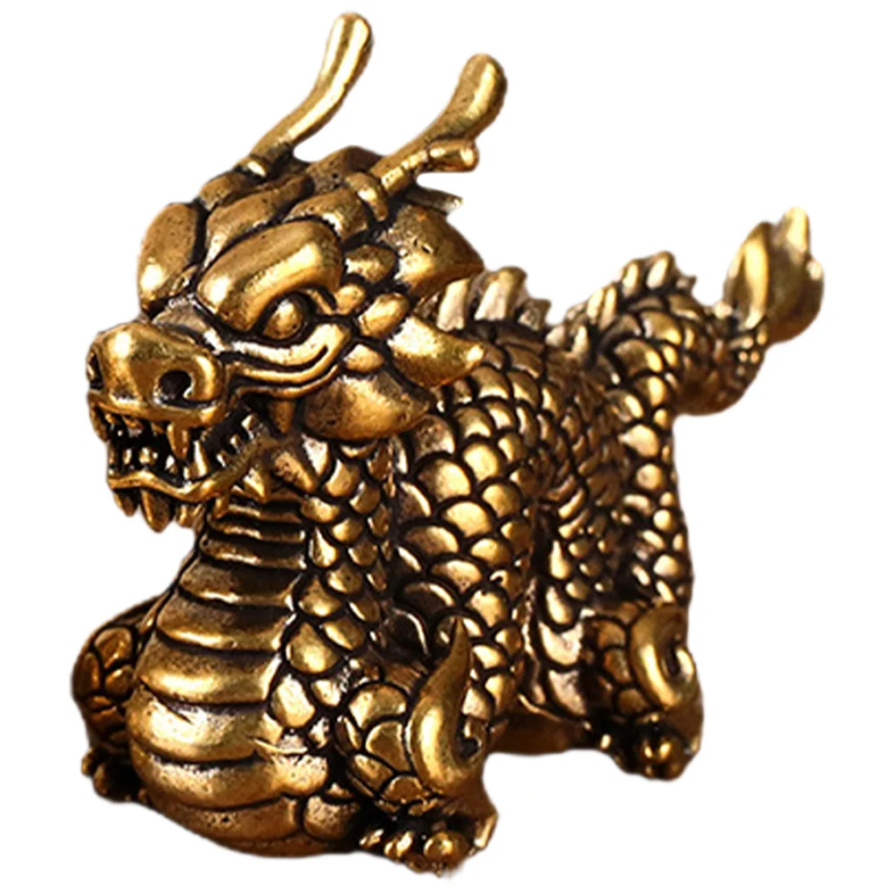 

Zodiac Dragon Statue Desktop Small Brass Paperweight Dragon Figurine Ornament Copper Craft