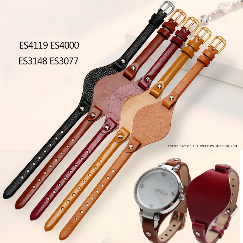 

High Quality Leather Watchband 8mm Special for Fossil Female Strap ES3077 ES2830 ES3262 ES3060 ES4119 ES3148 Wonmen Bracelet