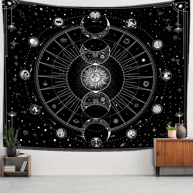 VIKAMA – tapisserie brodée étoile et lune, Constellation Boho, décoration de salon, chambre à coucher, salle de méditation 1