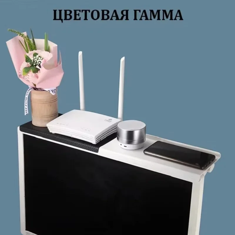 TV 화면 상단 스토리지 선반 조정 가능한 컴퓨터 모니터 데스크탑 화면 상단 스토리지 랙 라우터 선반 랙 홈 주최자