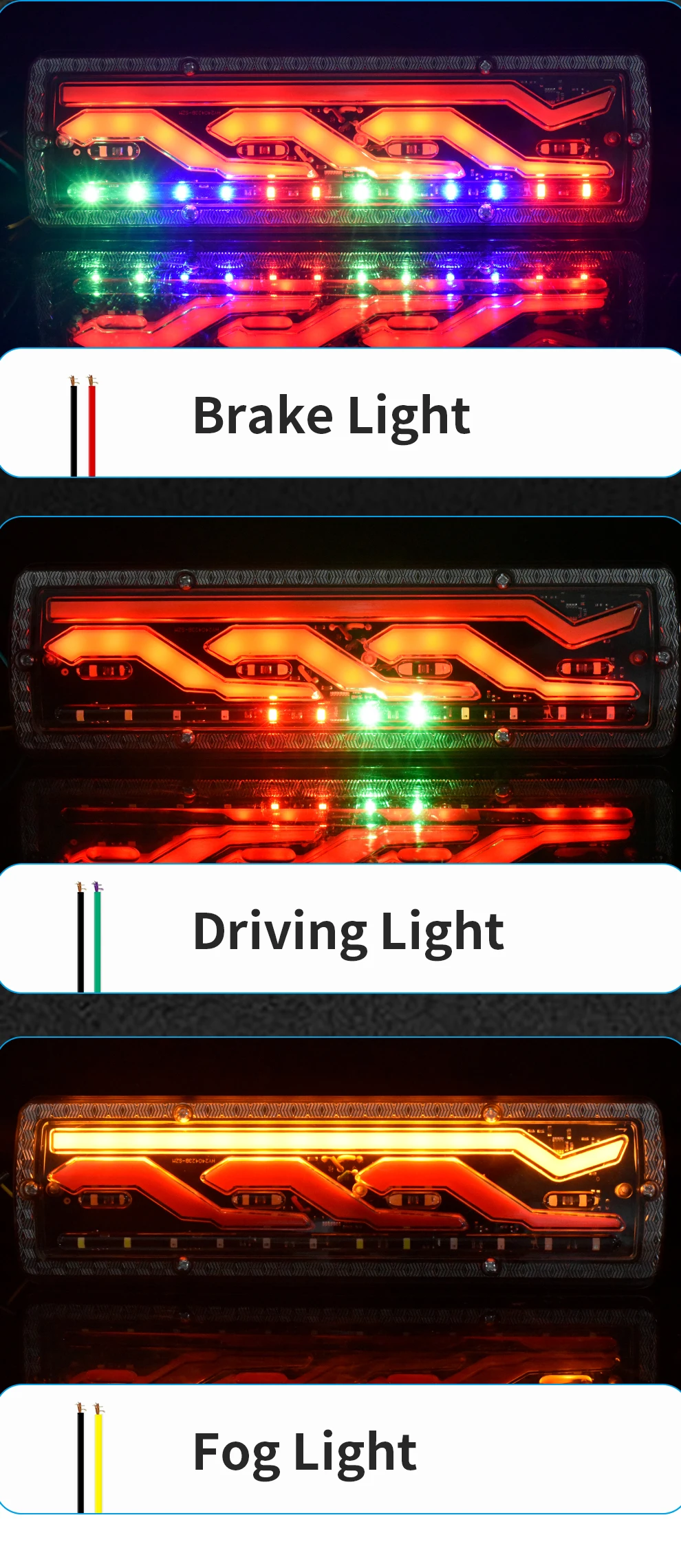 Helle LED-LKW-Rückleuchten mit Mehrfachfunktionen, Rückfahrbeleuchtung mit Bremslicht und dynamischem Blinker für PKW, LKW und Anhänger – Detail 23