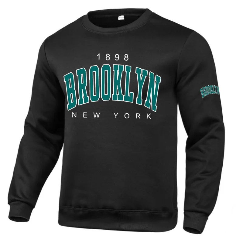 

1898 Brooklyn New York printed crewneck Fashion wool hoodie Creative pullover Street sweatshirt