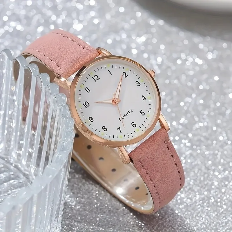 Kegllect 6pcs New  Pink Women's Round Dial Quartz Watch & Bracelets Set Gifts for Women Her NO BOX 3