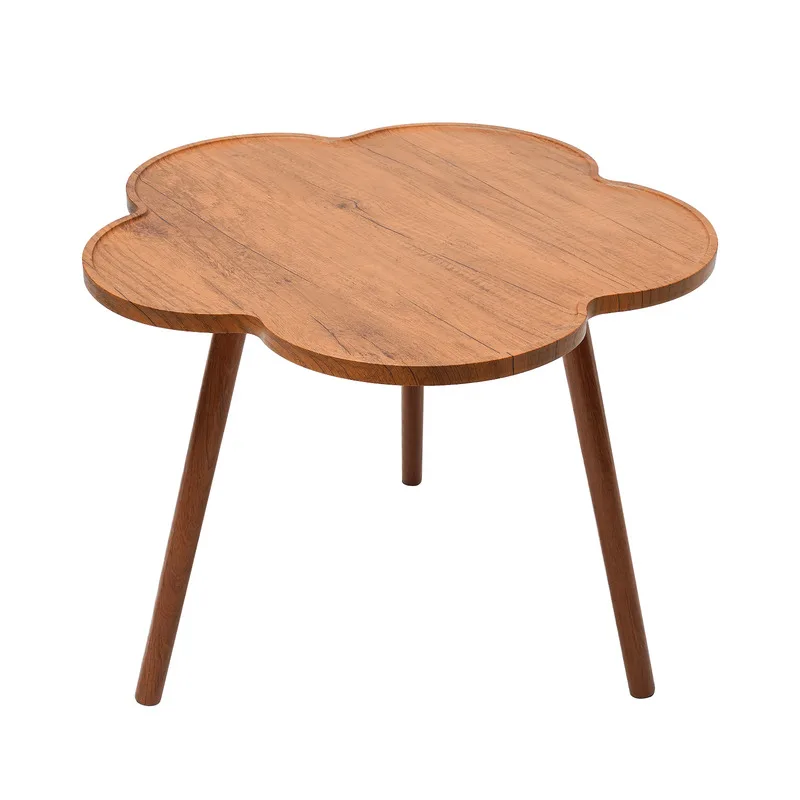 23.6" Coffee Table w/ 4 Legs Flower Shaped Side Table Living room Log Color Cute