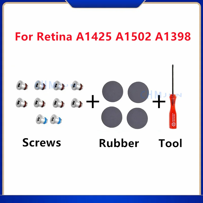 Laptop Screws Rubber Feet Replacement Pad Hand Mounting Kits Apple Macbook Pro Retina A1425 A1502 A1398 Bottom Case Set Screws Screwdriver Bottom Rubber Feet Kit 2012-2015 Year