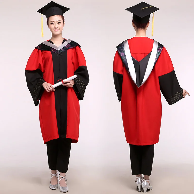 School Graduates Gown Uniforms National Standard Tutor Degree Clothes Cap University Students Suits Academic Apparel |