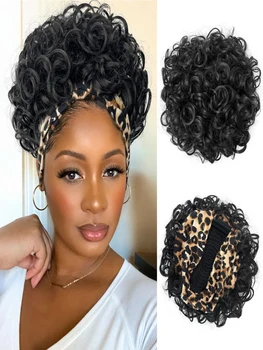 Large Curly Wigs with Headbands Attached for Black Women Synthitic Short Kinky Curly Wigs for Black Women With 2 Secure Clips