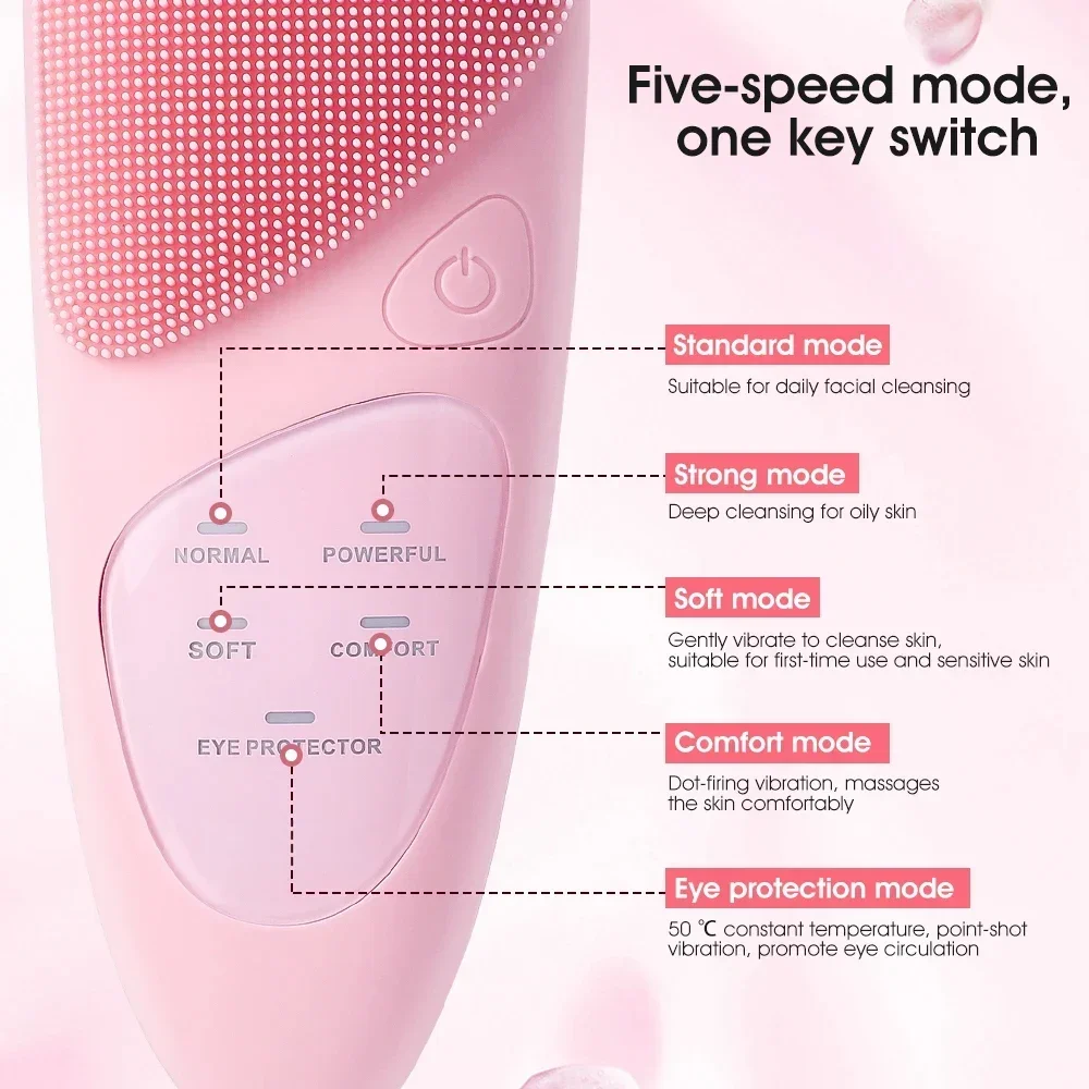 Silicone Electric Face Cleansing Brush Ultrasonic Washing Device facial cleanser