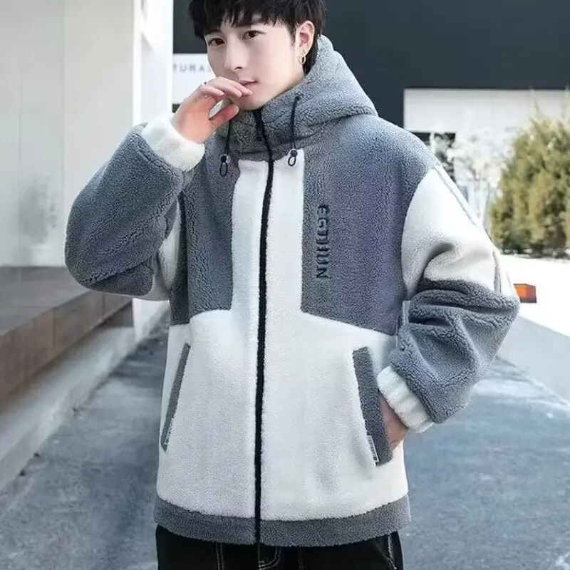 Lambskin Jacket Men - Stand Up Collar Cotton Jacket | Autumn Winter Solid Color Coat