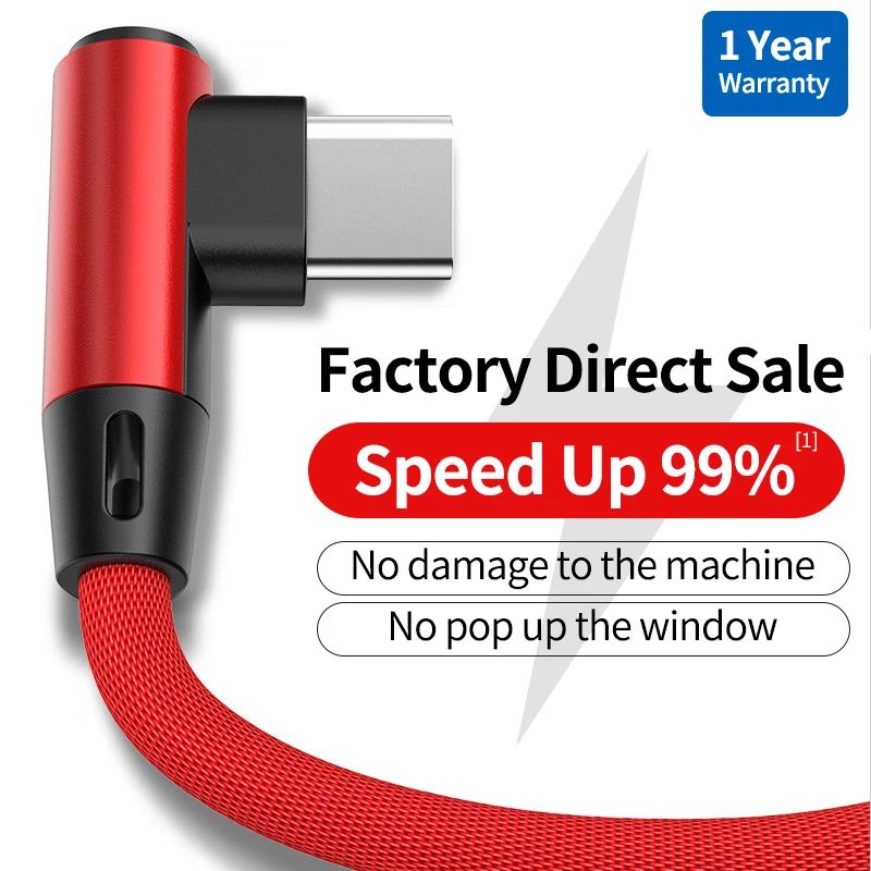 Fast Charging 5A USB C Cable with 90 Degree Elbow Design