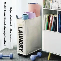 Household Wheeled Storage Basket, Fabric Folding Storage, Laundry Basket, Oxford Fabric Yoga Mat Storage Box 2