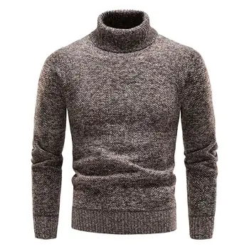 Nuovo autunno caldo fondo pullover giacca a collo alto da uomo più maglione ispessito in velluto girocollo maglione lavorato a maglia a maniche lunghe 1