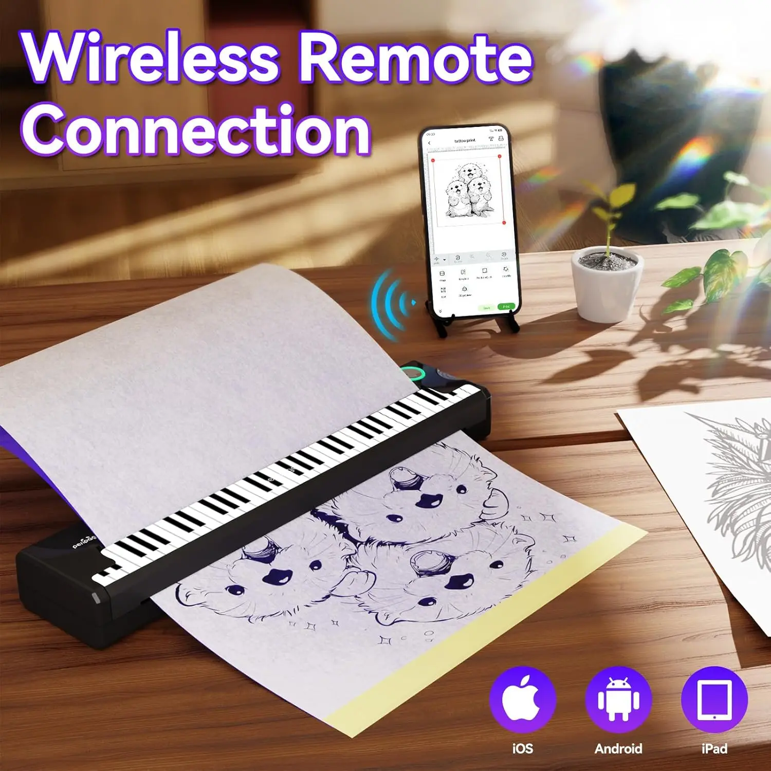 PeriPage P90_Piano Tattoo Stencil Maker Transfer Printer Wireless Bluetooth Tattoo Printing Android/iOS/Windows/Mac