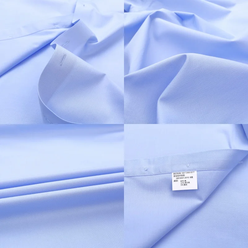 8XL No-Iron Anti-Wrinkle Soft Cozy Fabric 80% Cotton 15%Elastic Silk 5% Spandex Micro Elastic Short Sleeve Formal Shirts Men casual short sleeved shirt short sleeved shirt
