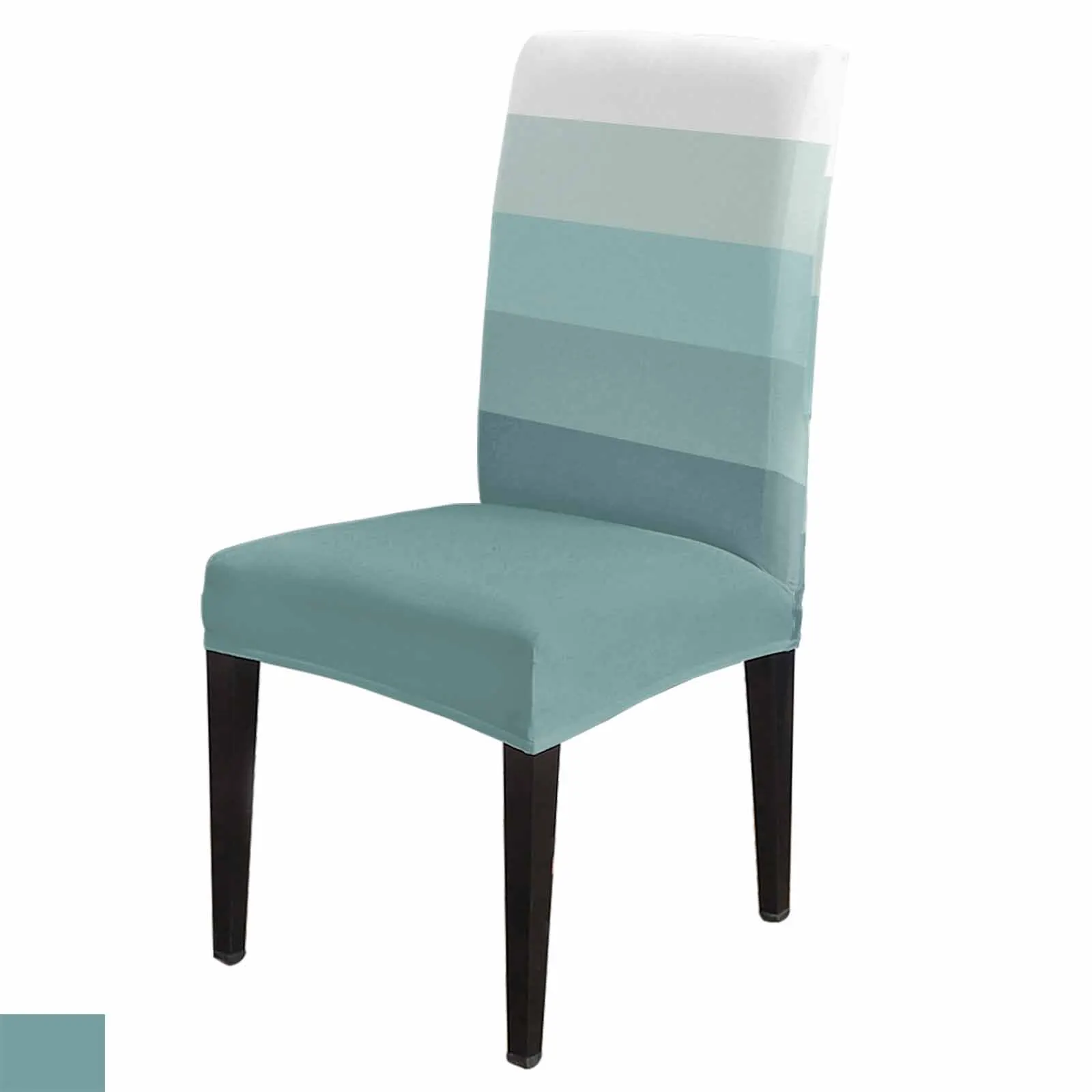 

Stripes Gradient Teal Stretch Chair Cover Hotel Dining Room Banquet Wedding Party Elastic Seat Chair Covers
