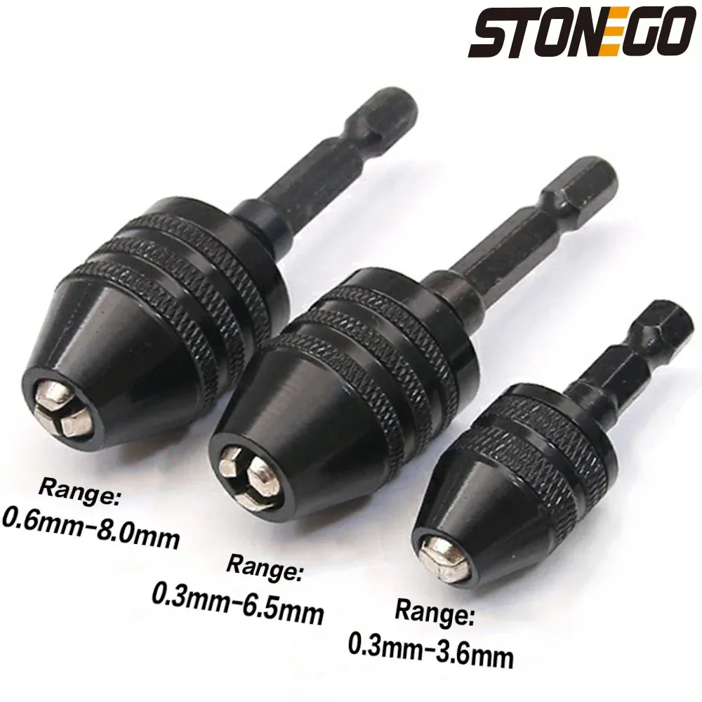 Keyless Drill Chuck Converter with Quick Change Adapter and Hex Shank