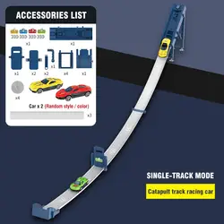 DIY Catapult Racing Cart Track Toy with Alloy Car (1 Track Blue)