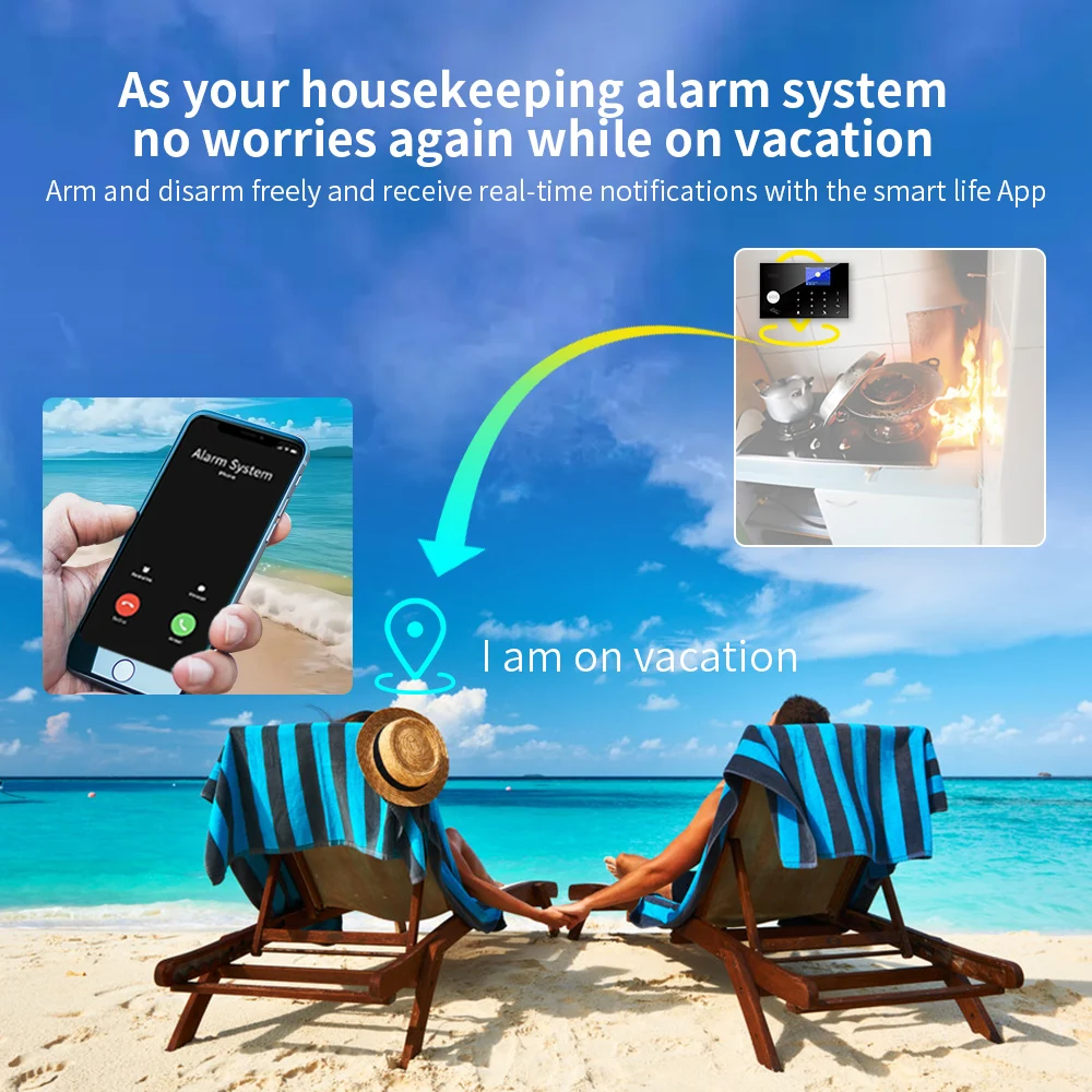 Security System Security Alarm Smart Siren Alarm Wireless Alarm Smart Home Alarm System Tuya App Control GSM/WiFi Alarm Host with Motion Sensor & Door Sensor