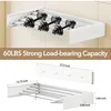 Laundry Drying Rack Upgrade,(28-INCH White),Clothes Drying Rack Wall Mounted,Drying Rack Clothing Wall Mount,Foldable 6