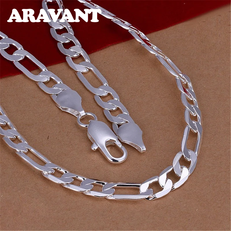 

925 Silver 10MM Sideways Necklace Chain For Men Fashion Jewelry