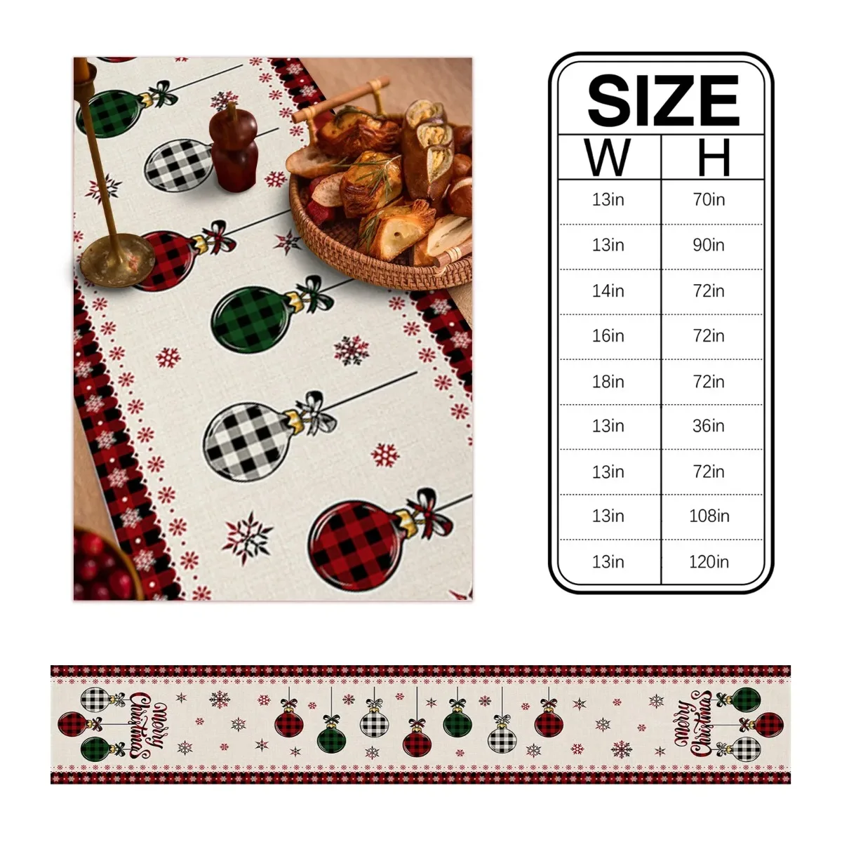 Merry Christmas Tree Ball Linen Table Runners Holiday Party Decor Reusable Dining Wedding Navidad Decorations 5