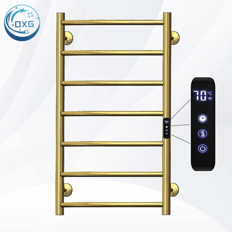ราวแขวนผ้าเช็ดตัวแบบอุ่นไฟฟ้า OXG สแตนเลส 10 แท่งโค้ง ขนาด 80*50 ซม. 1