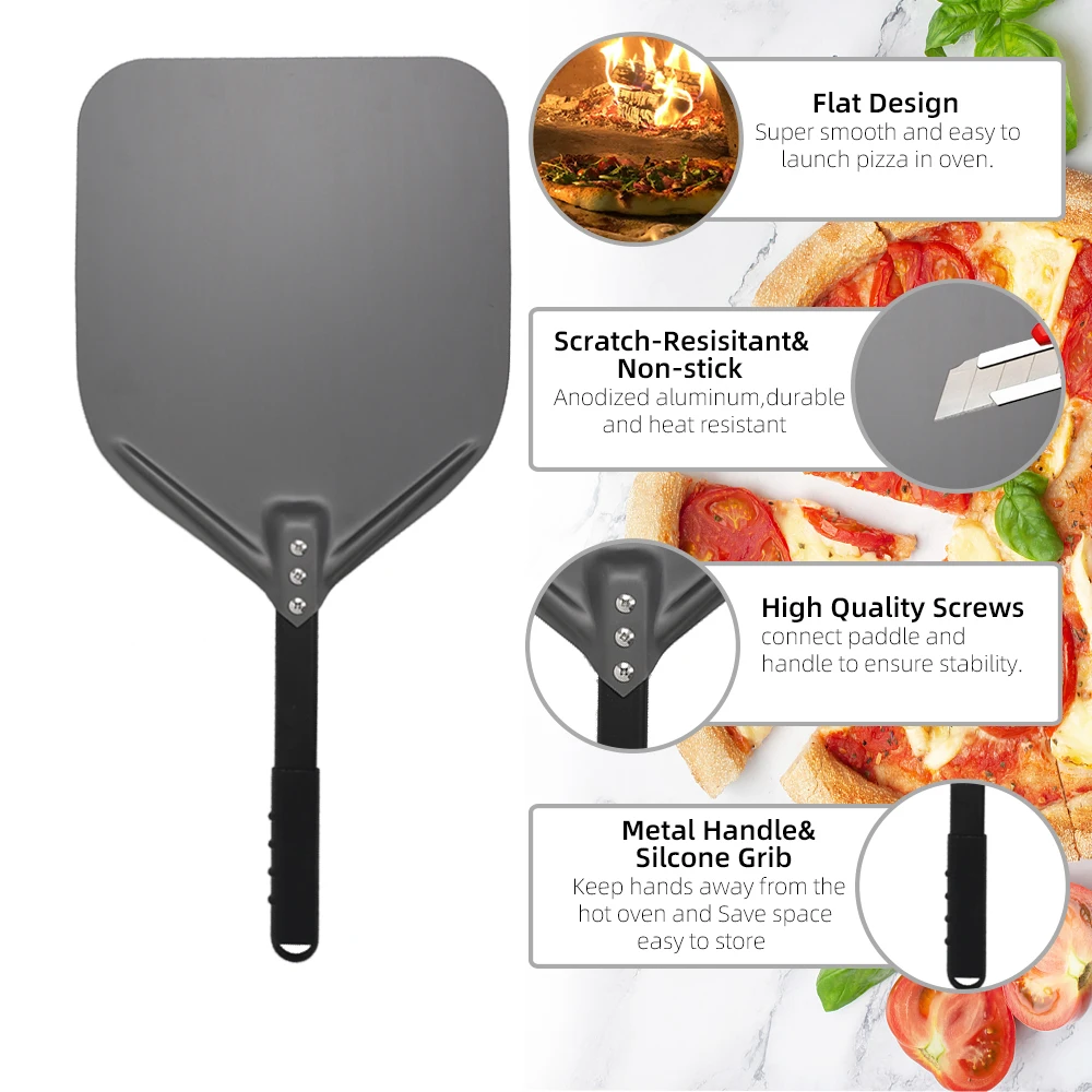 12 13 14 Pizza Peel Long Handle Smooth Paddle Lightweight Pizza Turning Outdoor Oven Accessories Shovel Nonstick pizza peel