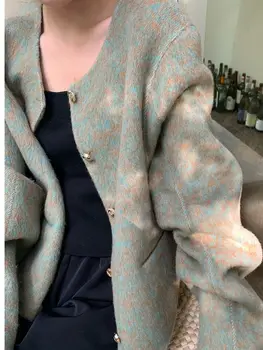 Giacche corte di lana 2023 autunno/inverno cappotti di lana da donna in metallo monopetto monopetto girocollo sciolto in pelo di coniglio 1