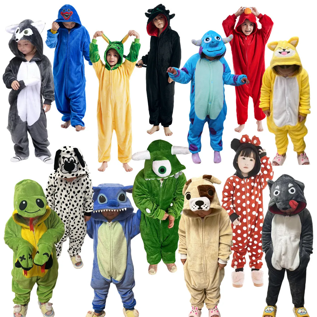 Cartoon Kigurumi For Children Kids' Animal Onesie Pyjamas Dog Wolf Dragon  Dinosaur Halloween Carnival One-piece Costume Homewear - AliExpress, image size:1200x1200