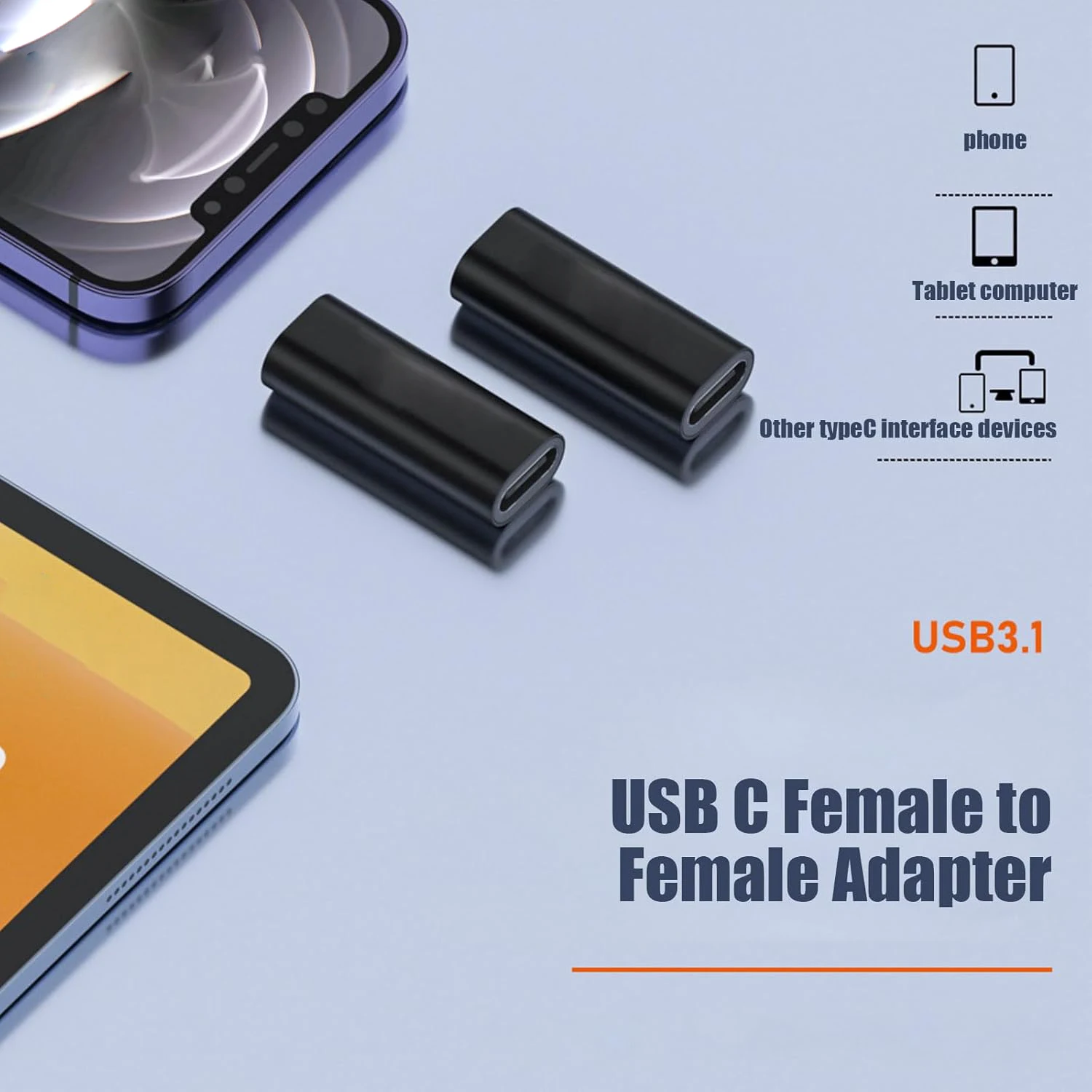 1/2/5팩 USB C 암-암 어댑터.USB C 연장기.USB C 커플러는 데이터 전송 및 고속 충전을 지원합니다.