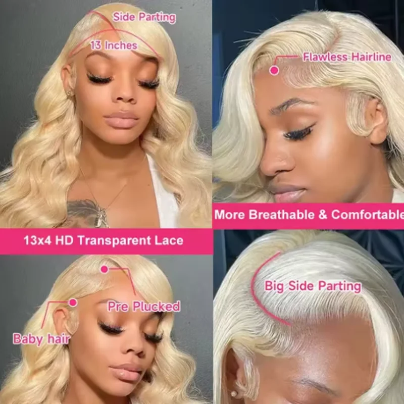 20 34 Inch 250% Density 613 Human Hair Wig 13x6 Hd Lace Frontal Wig Body Wave Lace Front Wig Honey Blonde Human hair For Women 3