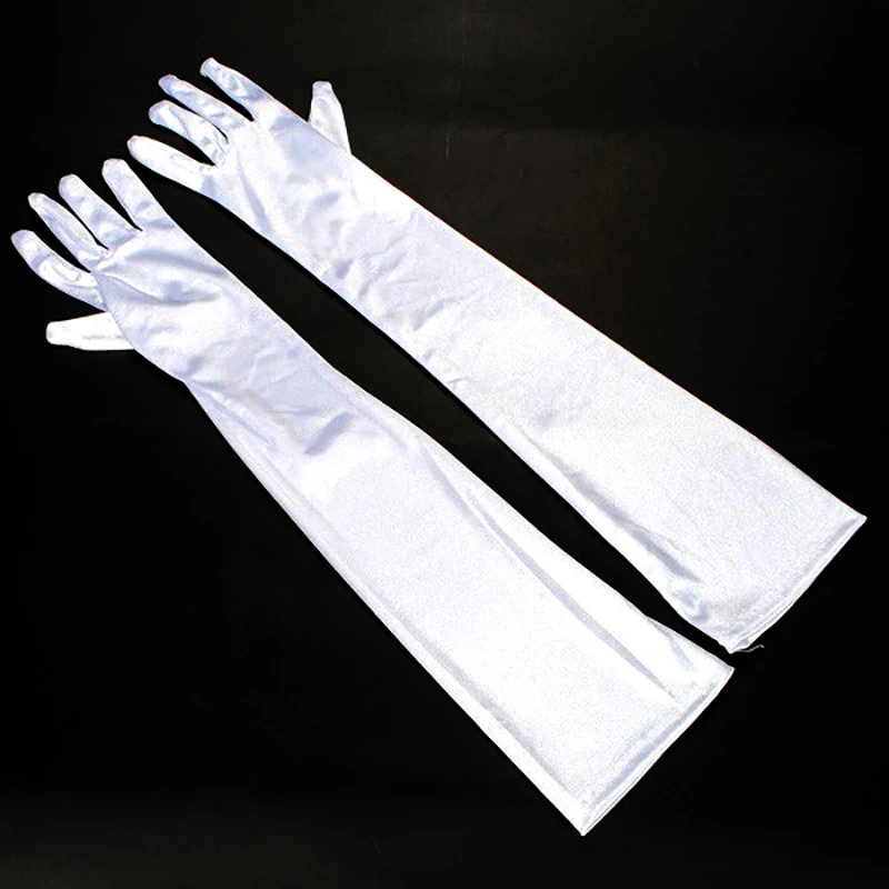 

2023 Satin Long Stage Performance Mittens Multicolor Women Gloves Ball Accessories Cosplay Soft Smooth Solid High Stretch Gloves