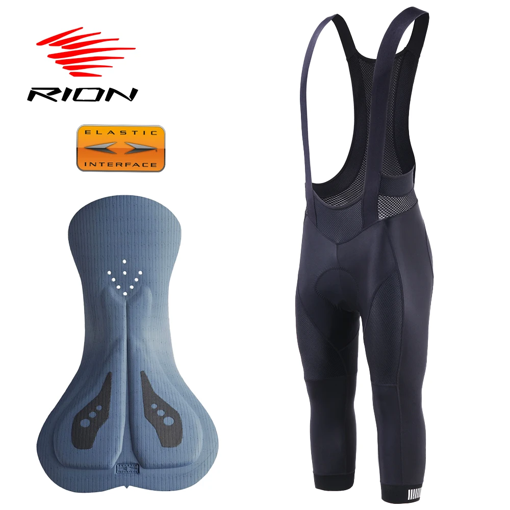 RION 남성용 자전거 3/4 반바지, 프로 로드 바이커 반바지, MTB 빕 쇼츠, 패딩 자전거 타이츠, 탄성 인터페이스 오토바이 빕 