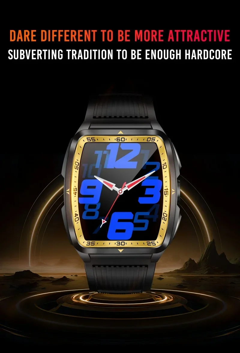 Relógio inteligente masculino militar com monitor de saúde, IA, voz, chamada Bluetooth, fitness, à prova d'água, esportivo, smartwatch para celular iOS e Android_voghion.com