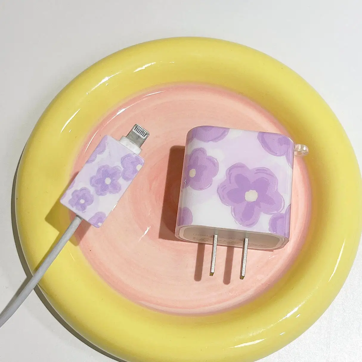 Cute Purple Floral Flower Soft Silicone Charger Usb Cable Protector Data Line Cord Custodia Protettiva Per Iphone 18W/20W