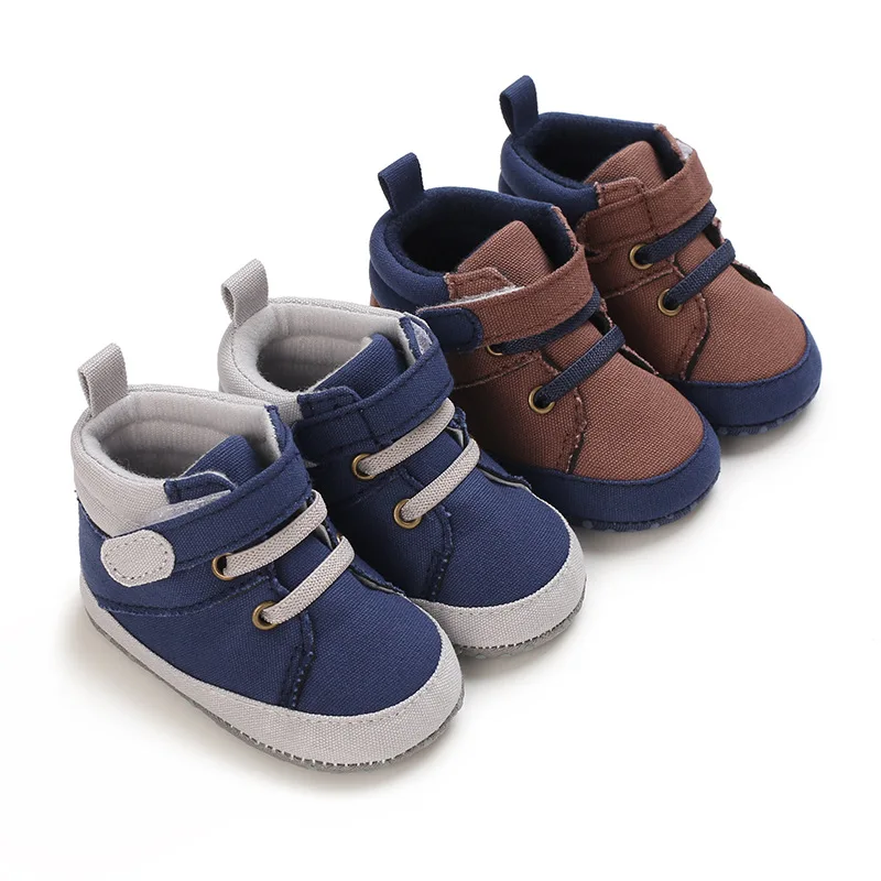 

New Fashion Baby Boy Boots Shoes Newborn Footwear Infant Booties Canvas Soft Sole Baby Shoes 0-18 Months Toddler First Walkers