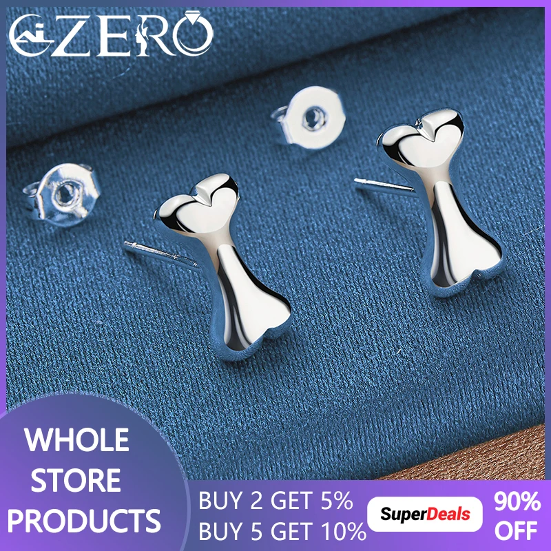 

ALIZERO 925 Sterling Silver Bone Shape Stud Earrings For Women Fashion Jewelry Wedding Party Trend Individuality Accessories
