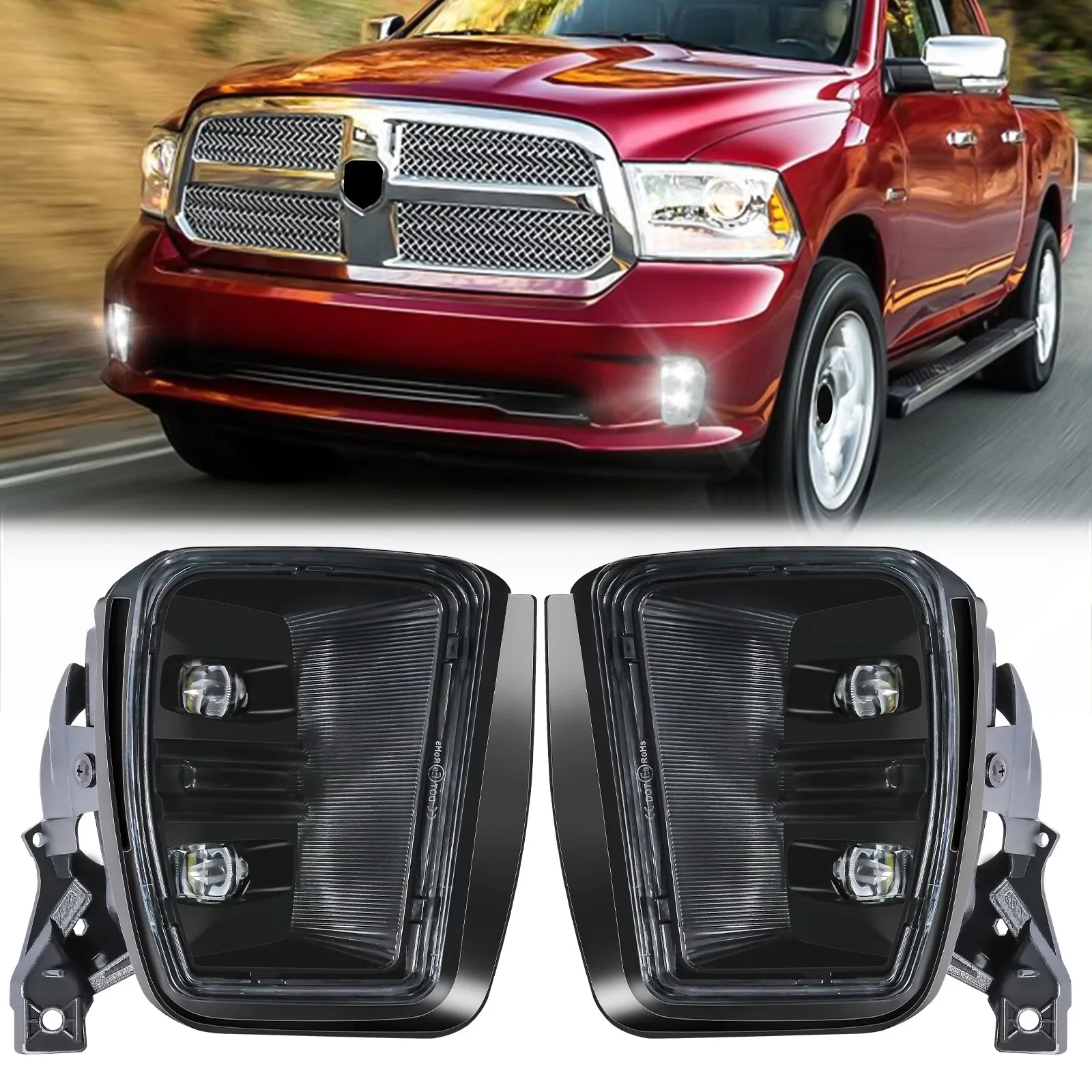 ingen forbindelse Mockingbird pave For Dodge Ram 1500 2013 2014 2015 2016 2017 2018 Led Fog Lights White Drl  Bumper Driving Lamps Waterproof Car Accessories 12v - Fog Light Assembly -  AliExpress