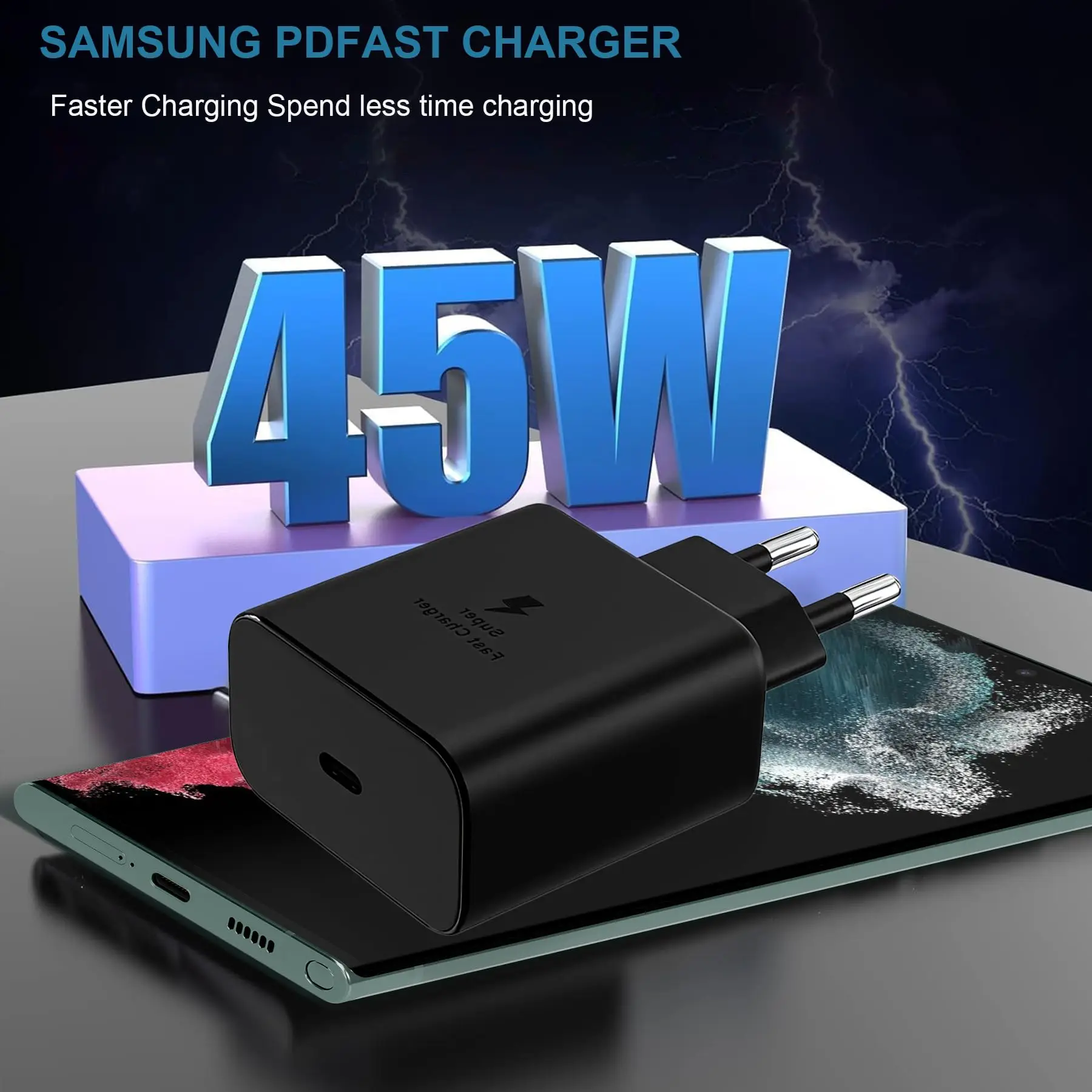 2 Pack 45w Fast Chargers: Compatible With Samsung Galaxy Ultra S25, S24, S23, S22, S21, S20 Fe, S10, S9, S8, A55, A54, A53, A52,, Alina Gadgets