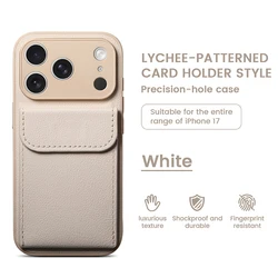 Sleek and Durable Synthetic Leather Clip - On Phone Case - iPhone 15 (White)