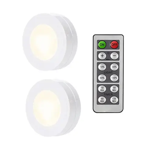 LED Puck Light Wireless Under Cabinet Lights with Remote Control Dimmable Battery Powered Night Lamp for Kitchen Closet Wardrobe - Image 8
