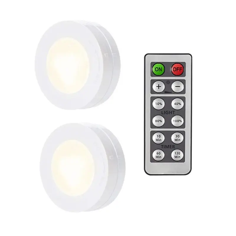 LED Puck Light Wireless Under Cabinet Lights with Remote Control Dimmable Battery Powered Night Lamp for Kitchen Closet Wardrobe - Image 8