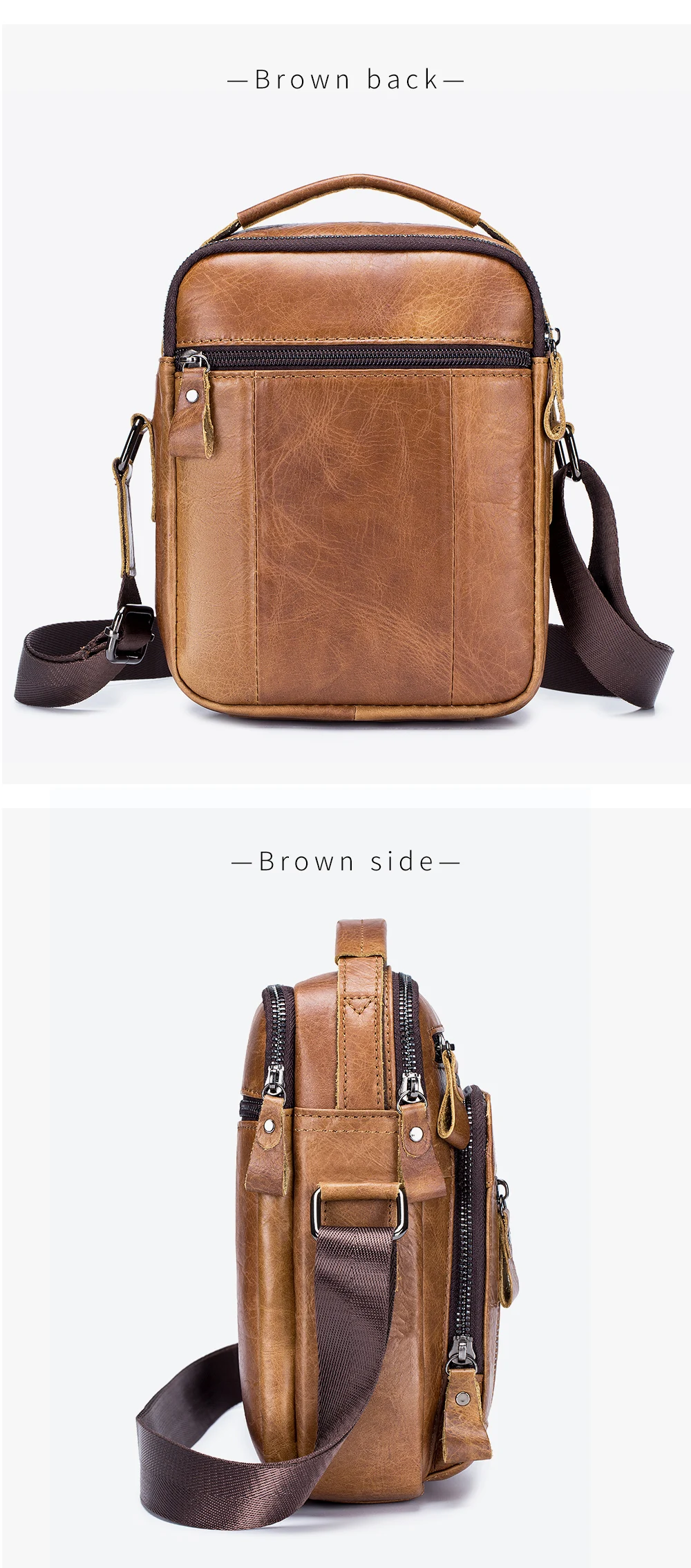 Genuine Leather Mens Crossbody Messenger Bag - Small Designer Shoulder Bag
