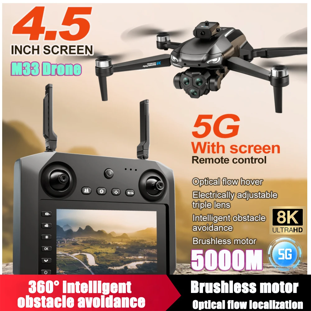 Drone M5 Max 8K HD 5G Pro Caméra Grand Angle 360° GPS