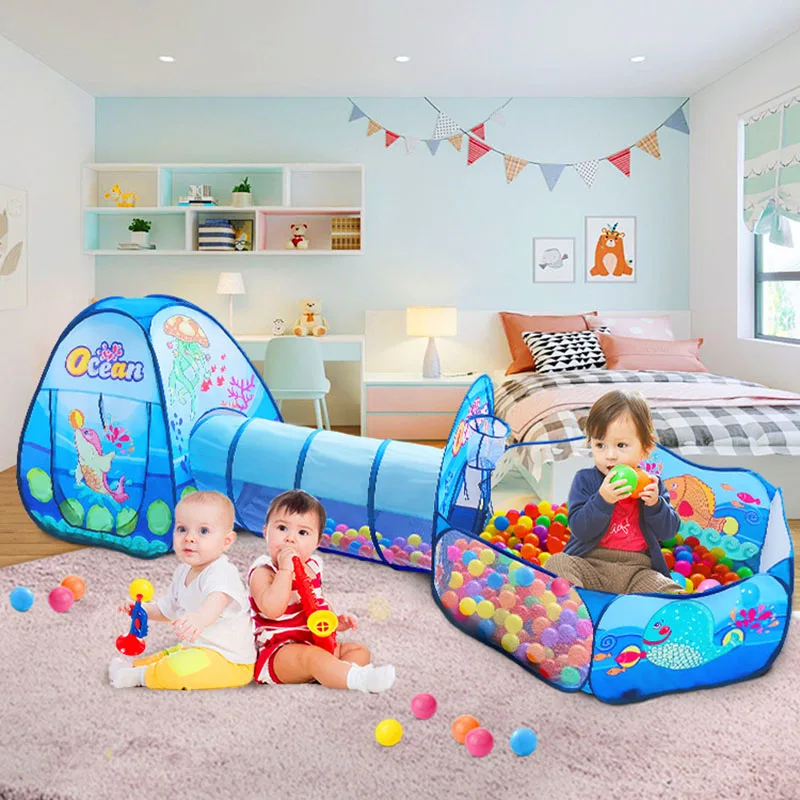 

Baby Play Tent Toys Ball Pool Children Kids Ocean Balls Pool Foldable Play Tent Playpen 3 IN 1 Tunnel Play House Toys Kids Gifts